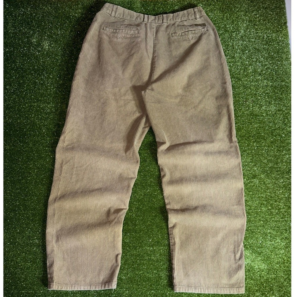 Haggar Mens Pleated Corduroy Pants Tan Brown 100% Cotton 36x30 Straight Leg